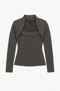 Charcoal Fleece lined Long Sleeve Top