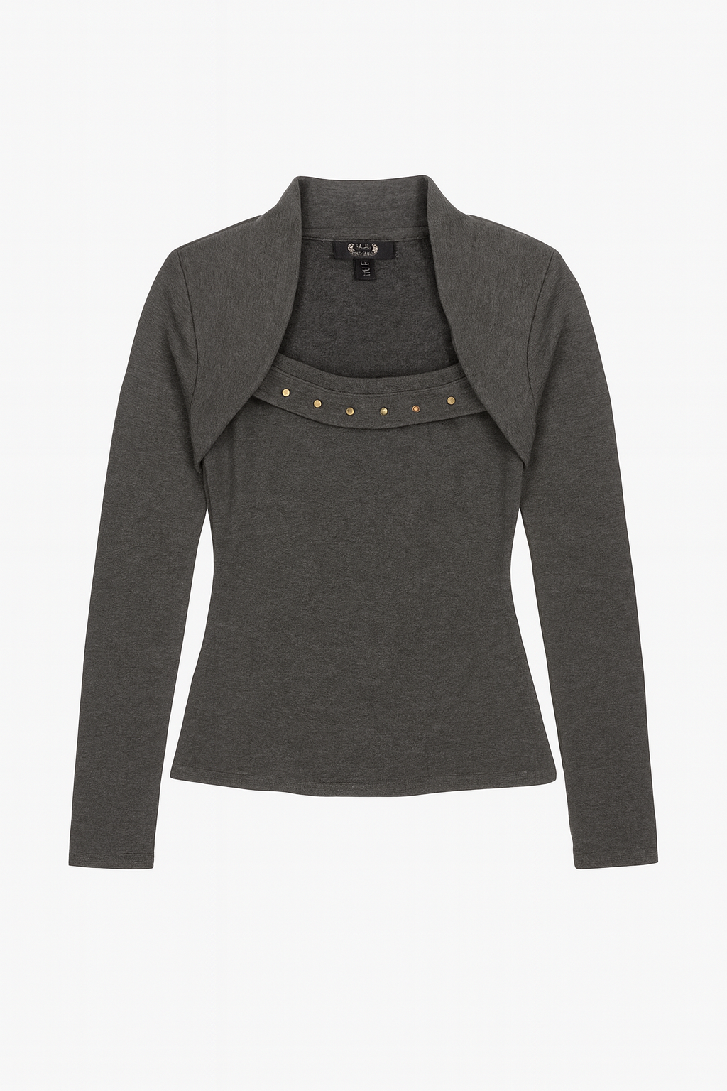 Charcoal Fleece lined Long Sleeve Top