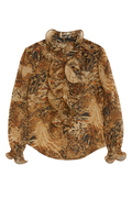 Animal Print Ruffle Long Sleeve Blouse