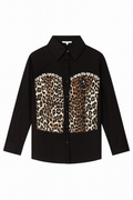 Black Leopard Embellished Long Sleeve Top