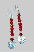 Clear Heart Long Drop Earrings
