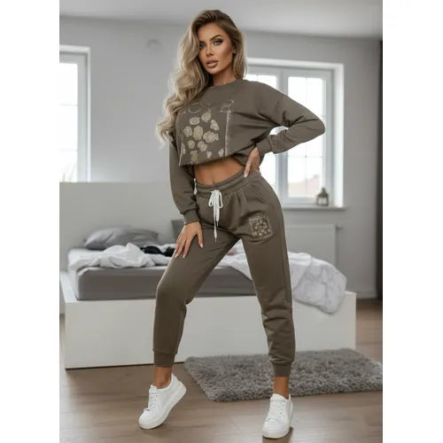 Brown Love Patch Lounge Set