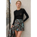Black Botanical Floral Tapestry Jacquard Mini One Size Skirt