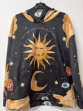 Black Celestial Sun Moon One Sized Hoodie