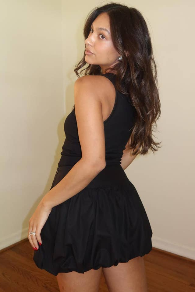 Black Puffball Mini Skirt
