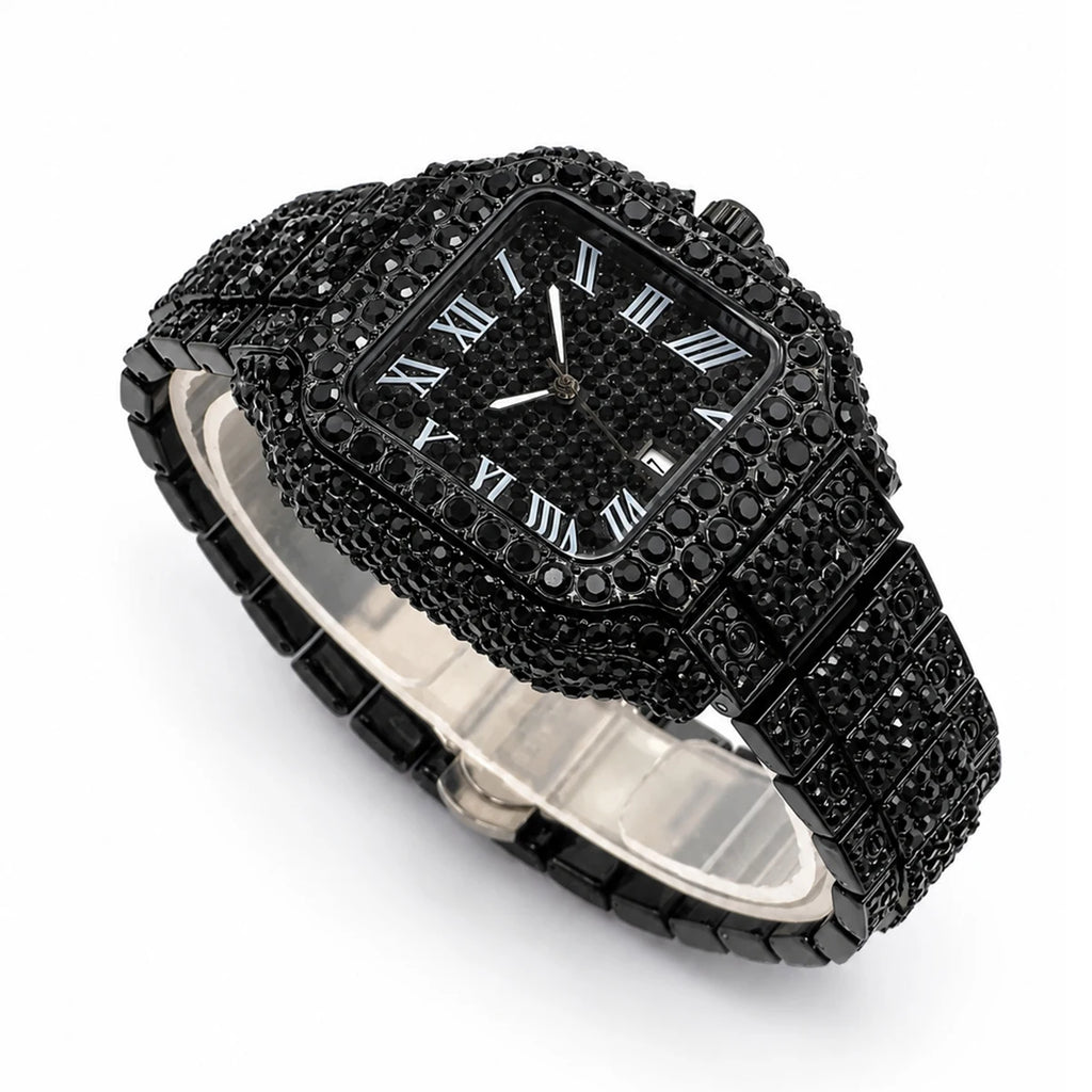 Black Diamond Watch For Men Iced Out Square Men’s Quartz Watches