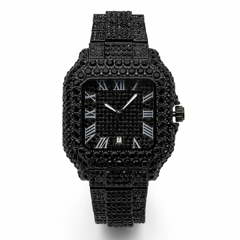 Black Diamond Watch For Men Iced Out Square Men’s Quartz Watches